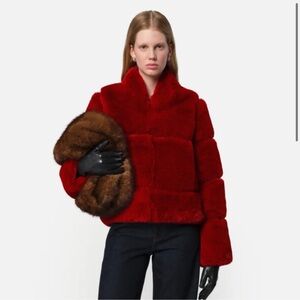 Apparis Red Faux Fur Jacket